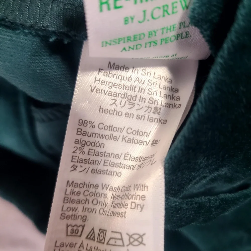 J.Crew Pants Womens 6P Green Velvet Kallie Flat Front Dress Party Fall Pockets